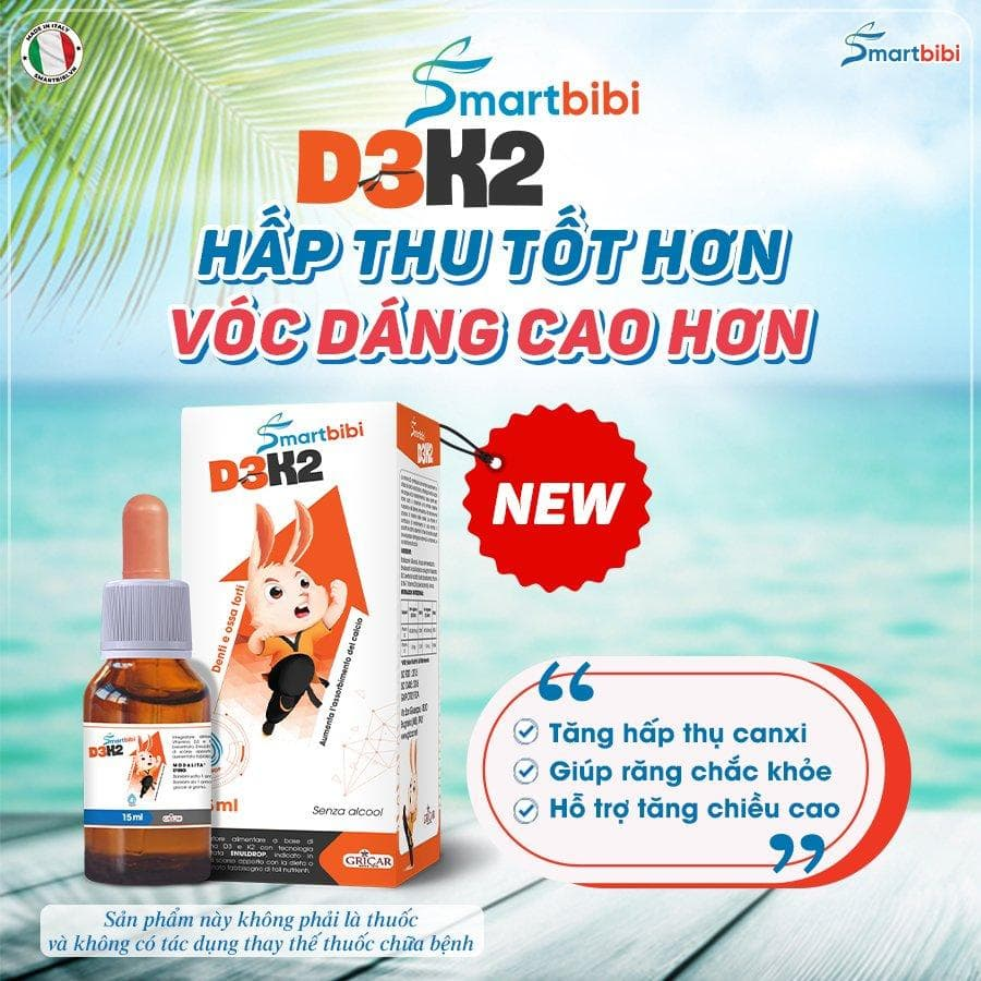 TPBVSK Smartbibi D3K2 - bổ sung Canxi D3 K2 cho bé