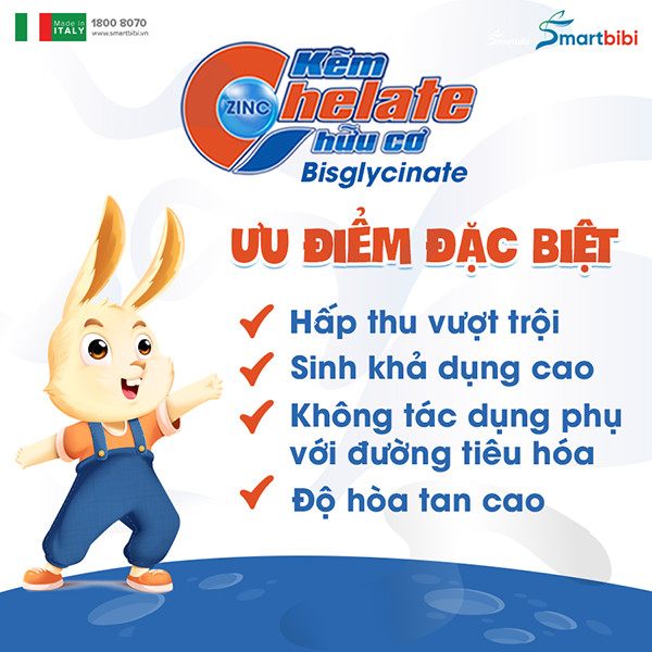 kẽm chelate hữu cơ smartbibi